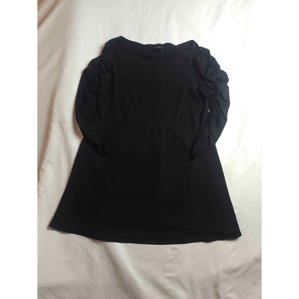 Eva Varro Shirt Dress L Black Ruched Sleeve Whimsigoth Chic Lagenlook Date Night